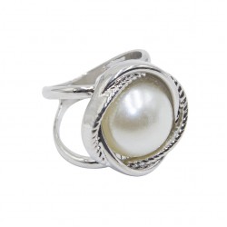 Inel elegant pentru esarfa din metal Cod PIMS009AA Argintiu cu perla